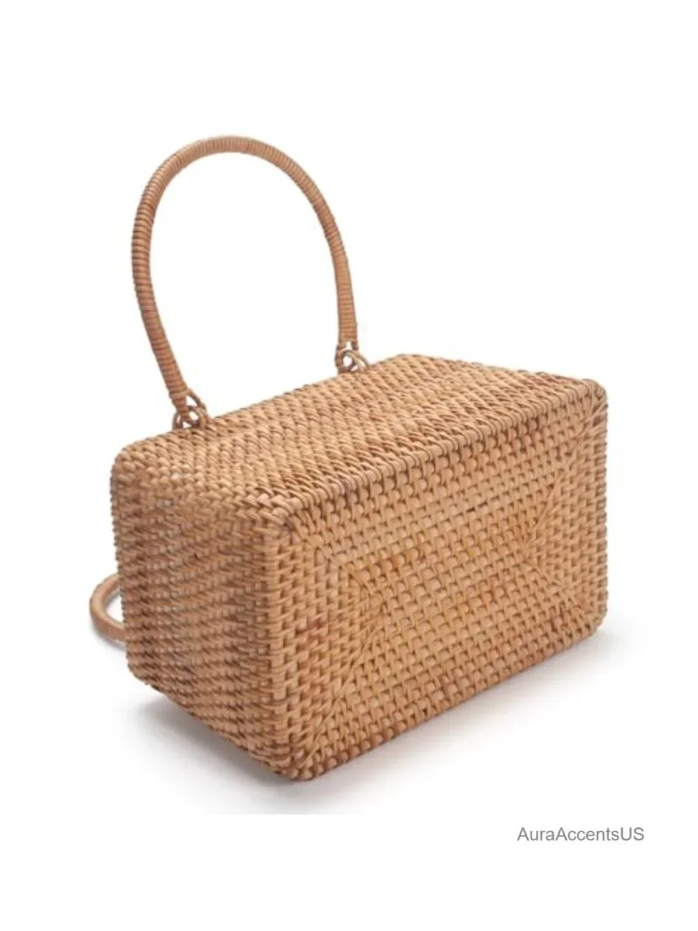 Rattan Wicker Handbag with Drawstring Closure, Summer Beach Bag for Travel